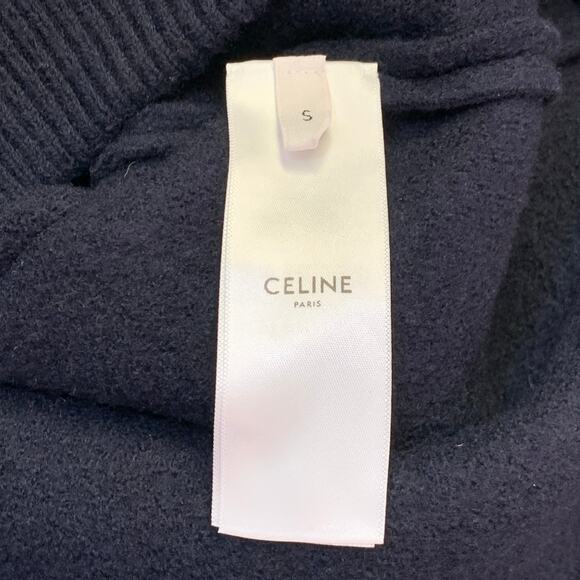 CELINE Size S Navy Gold Wool Contrast Trim Military Sweater - Picture 7 of 8